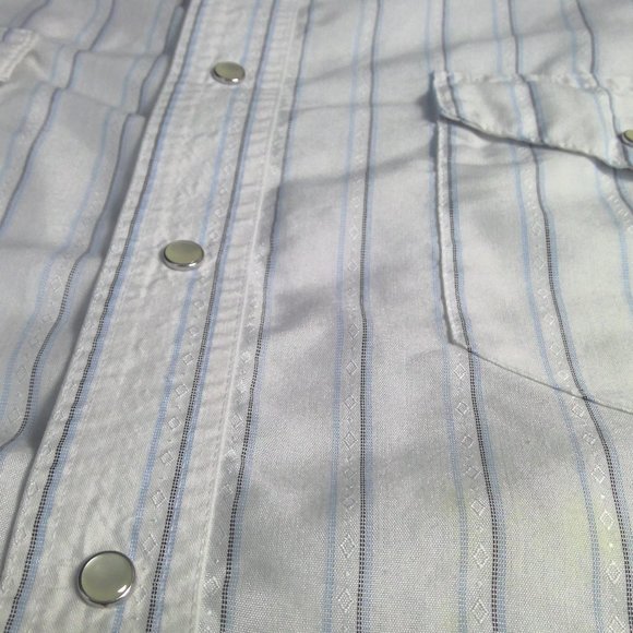Wrangler Western Pearl Snap Shirt Long Sleeve White Striped Men's 2XL - Picture 5 of 8